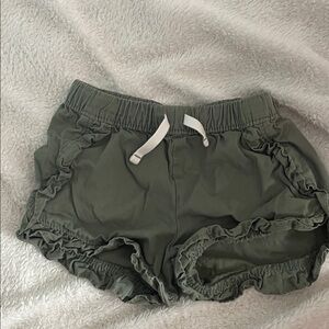 jumping beans Olive Ruffle-Trim Shorts with White Drawstring